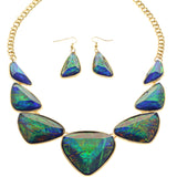 Mi Amore Holographic Iridescent Necklace-Earring-Set Multicolor & Gold-Tone