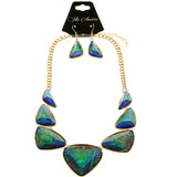 Mi Amore Holographic Iridescent Necklace-Earring-Set Multicolor & Gold-Tone