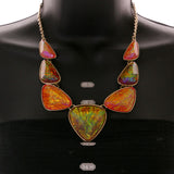 Mi Amore Holographic Iridescent Necklace-Earring-Set Multicolor & Gold-Tone