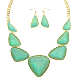 Mi Amore Holographic Iridescent Necklace-Earring-Set Multicolor & Gold-Tone