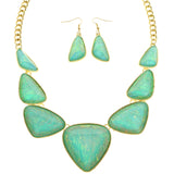 Mi Amore Holographic Iridescent Necklace-Earring-Set Multicolor & Gold-Tone