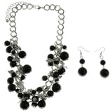 Mi Amore Leaves Adjustable Statement-Necklace Black & Silver-Tone