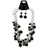 Mi Amore Leaves Adjustable Statement-Necklace Black & Silver-Tone