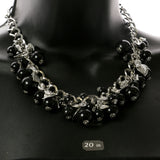 Mi Amore Leaves Adjustable Statement-Necklace Black & Silver-Tone