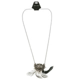 Mi Amore Owl Feathers Pendant-Necklace Multicolor & Silver-Tone