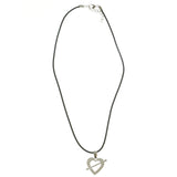 Mi Amore Heart Arrow Adjustable Pendant-Necklace Black & Silver-Tone