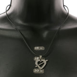 Mi Amore Heart Arrow Adjustable Pendant-Necklace Black & Silver-Tone