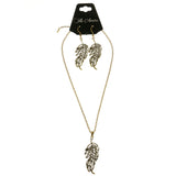 Mi Amore Leaves Adjustable Necklace-Earring-Set Gold-Tone