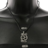 Mi Amore Soccer Ball Pendant-Necklace Black/Silver-Tone