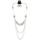 Mi Amore Necklace-Earring-Set Silver-Tone/Pink