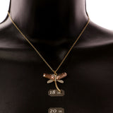 Mi Amore Dragonfly Adjustable Pendant-Necklace Gold-Tone & Pink