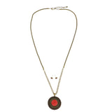 Mi Amore Necklace-Earring-Set Gold-Tone/Red