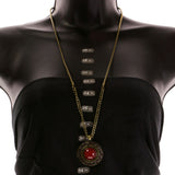 Mi Amore Necklace-Earring-Set Gold-Tone/Red