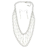 Mi Amore Adjustable Necklace-Earring-Set Silver-Tone/Clear