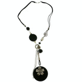 Mi Amore Flowers Statement-Necklace Black/Silver-Tone