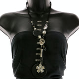 Mi Amore Flowers Statement-Necklace Black/Silver-Tone