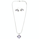 Mi Amore Adjustable Necklace-Earring-Set Purple/Silver-Tone