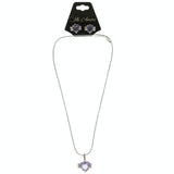 Mi Amore Adjustable Necklace-Earring-Set Purple/Silver-Tone