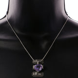 Mi Amore Adjustable Necklace-Earring-Set Purple/Silver-Tone