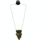 Mi Amore Owl French Coins Pendant-Necklace Gold-Tone & Black