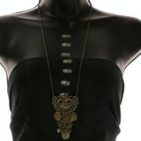 Mi Amore Owl French Coins Pendant-Necklace Gold-Tone & Black