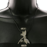 Mi Amore Dragonfly Adjustable Pendant-Necklace Silver-Tone & Black