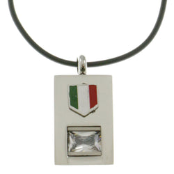 Mi Amore Italian Flag Adjustable Pendant-Necklace Black & Silver-Tone