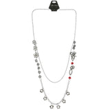 Mi Amore Flowers Adjustable Statement-Necklace Silver-Tone & Red