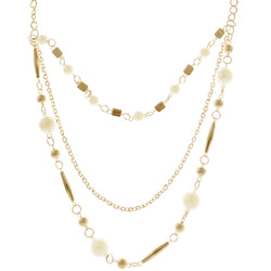 Mi Amore Adjustable Statement-Necklace Gold-Tone/White