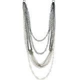 Mi Amore Chain Statement-Necklace Black/Silver-Tone