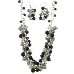 Mi Amore Adjustable Necklace-Earring-Set Multicolor/Silver-Tone