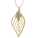 Mi Amore Leaves Glitter Adjustable Pendant-Necklace Gold-Tone & Silver-Tone