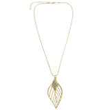 Mi Amore Leaves Glitter Adjustable Pendant-Necklace Gold-Tone & Silver-Tone