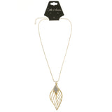 Mi Amore Leaves Glitter Adjustable Pendant-Necklace Gold-Tone & Silver-Tone