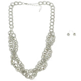 Mi Amore Adjustable Necklace-Earring-Set Silver-Tone