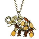 Mi Amore Elephant Adjustable Pendant-Necklace Multicolor & Gold-Tone