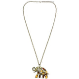 Mi Amore Elephant Adjustable Pendant-Necklace Multicolor & Gold-Tone