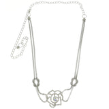 Mi Amore Flower Adjustable Statement-Necklace Silver-Tone