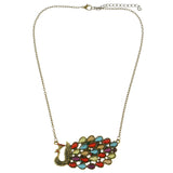 Mi Amore Peacock Adjustable Pendant-Necklace Multicolor & Gold-Tone