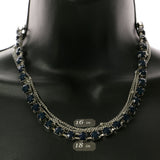 Mi Amore Adjustable Necklace-Earring-Set Blue/Silver-Tone