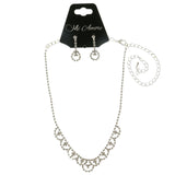 Mi Amore Adjustable Necklace-Earring-Set Silver-Tone