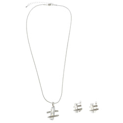 Mi Amore Adjustable Necklace-Earring-Set Silver-Tone/Blue