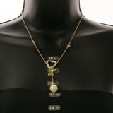 Mi Amore Hearts Adjustable Necklace-Earring-Set Gold-Tone & White