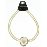 Mi Amore Heart Beaded-Necklace White/Silver-Tone