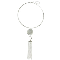 Mi Amore Adjustable Tassel Collar-Necklace Silver-Tone & Multicolor