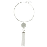 Mi Amore Adjustable Tassel Collar-Necklace Silver-Tone & Multicolor