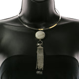 Mi Amore Adjustable Tassel Collar-Necklace Silver-Tone & Multicolor