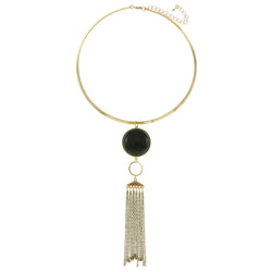 Mi Amore Adjustable Tassel Collar-Necklace Gold-Tone & Black