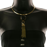 Mi Amore Adjustable Tassel Collar-Necklace Gold-Tone & Black