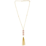 Mi Amore Tassel Adjustable Long-Necklace Gold-Tone & Pink